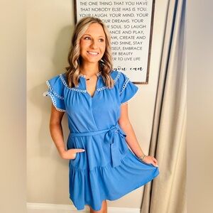 Joy Joy Blue Scalloped Loop Dress
